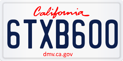 CA license plate 6TXB600