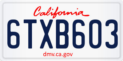 CA license plate 6TXB603