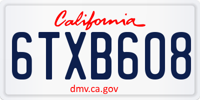 CA license plate 6TXB608