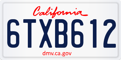 CA license plate 6TXB612