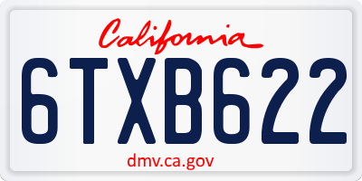 CA license plate 6TXB622