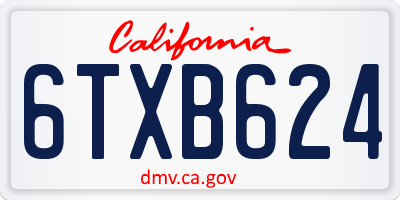 CA license plate 6TXB624