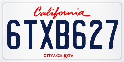CA license plate 6TXB627