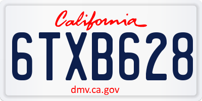 CA license plate 6TXB628