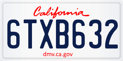 CA license plate 6TXB632