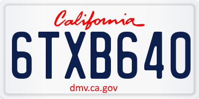 CA license plate 6TXB640