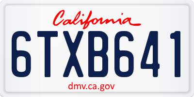 CA license plate 6TXB641