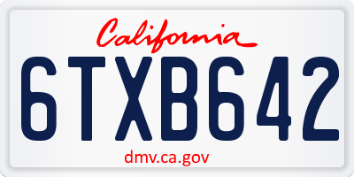 CA license plate 6TXB642