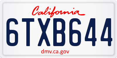CA license plate 6TXB644