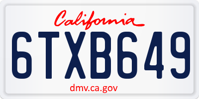 CA license plate 6TXB649
