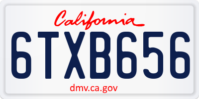 CA license plate 6TXB656