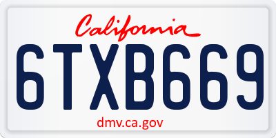 CA license plate 6TXB669