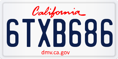 CA license plate 6TXB686