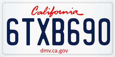 CA license plate 6TXB690