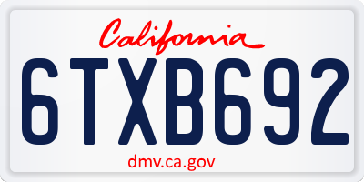 CA license plate 6TXB692