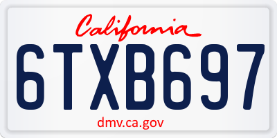 CA license plate 6TXB697