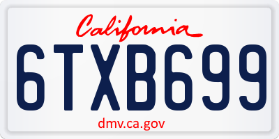 CA license plate 6TXB699