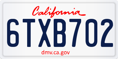 CA license plate 6TXB702