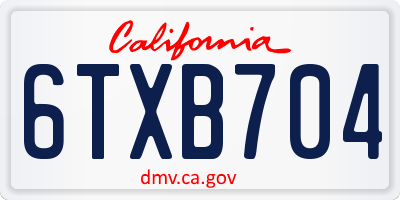 CA license plate 6TXB704