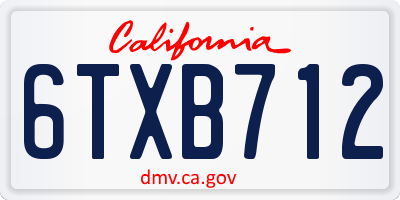 CA license plate 6TXB712