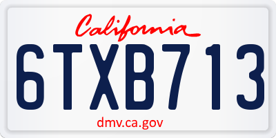CA license plate 6TXB713