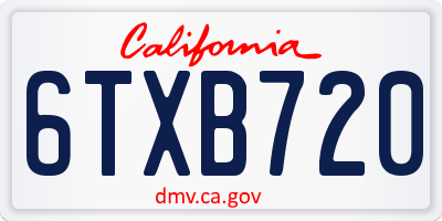 CA license plate 6TXB720
