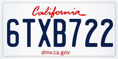 CA license plate 6TXB722
