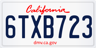 CA license plate 6TXB723