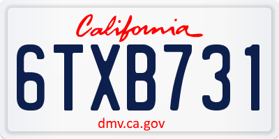 CA license plate 6TXB731