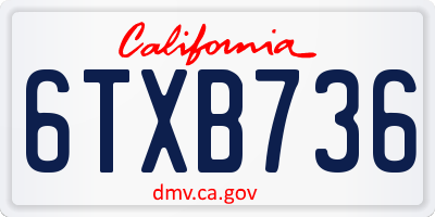 CA license plate 6TXB736