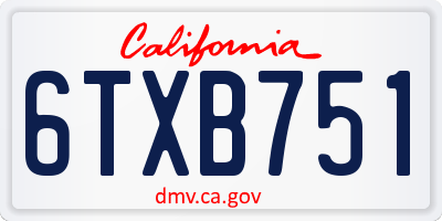 CA license plate 6TXB751