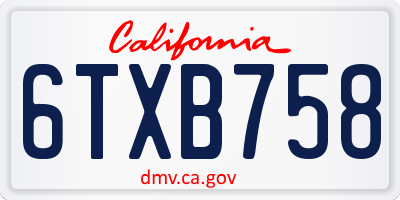 CA license plate 6TXB758