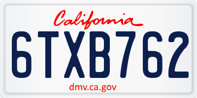 CA license plate 6TXB762