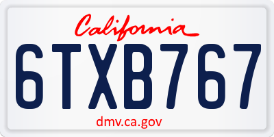 CA license plate 6TXB767
