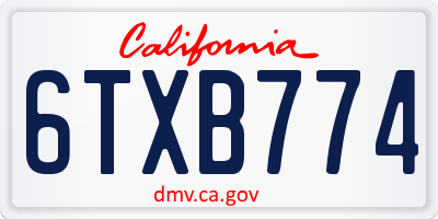 CA license plate 6TXB774