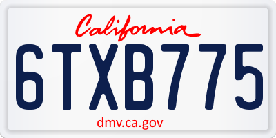 CA license plate 6TXB775