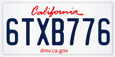 CA license plate 6TXB776