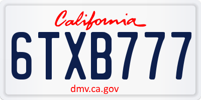 CA license plate 6TXB777