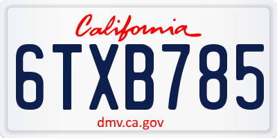 CA license plate 6TXB785