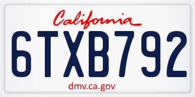 CA license plate 6TXB792