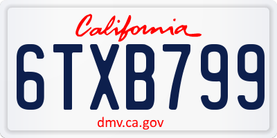 CA license plate 6TXB799