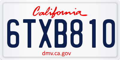 CA license plate 6TXB810