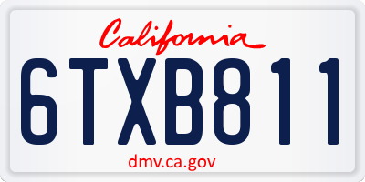 CA license plate 6TXB811