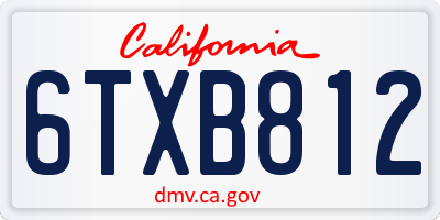 CA license plate 6TXB812