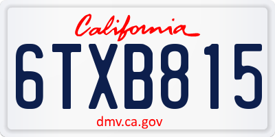 CA license plate 6TXB815