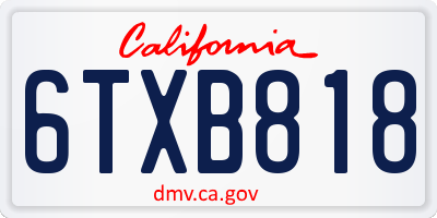 CA license plate 6TXB818