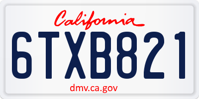 CA license plate 6TXB821