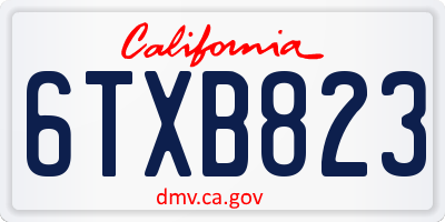 CA license plate 6TXB823