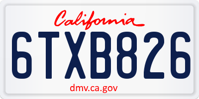 CA license plate 6TXB826