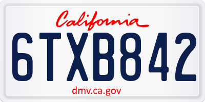 CA license plate 6TXB842